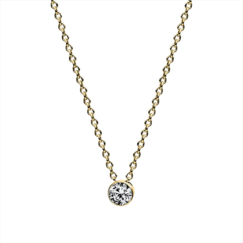 Collier 14 kt GG, 1 Brill. 0,10 ct, TW-si