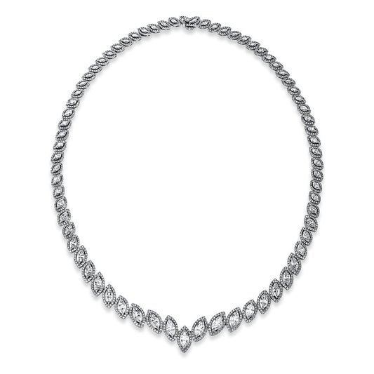 Collier 18 kt WG, 50 Nav. 4,55 ct, TW-vsi, 20 Nav. 6,91 ct, TW-vsi, 1180 Brill. 3,76 ct, TW-vsi