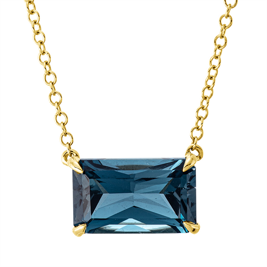 Collier 18 kt GG, mit ZÖ 40,6 cm, 1 Topas 2,50 ct Lond. blue