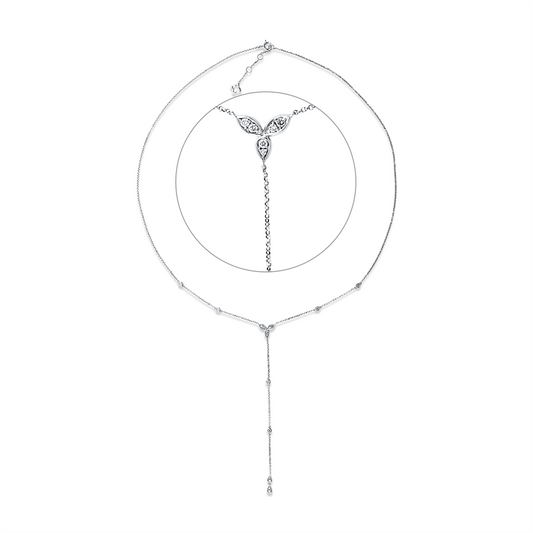 Collier 18 kt WG, mit ZÖ 45.7 cm + 48.3 cm, 16 Brill. 0,29 ct, TW-si