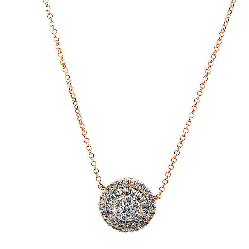 Collier 18 kt RG, mit ZÖ 38 cm ,40.5 cm, 26 Trap. 0,13 ct, TW-si, 35 Brill. 0,24 ct, TW-si