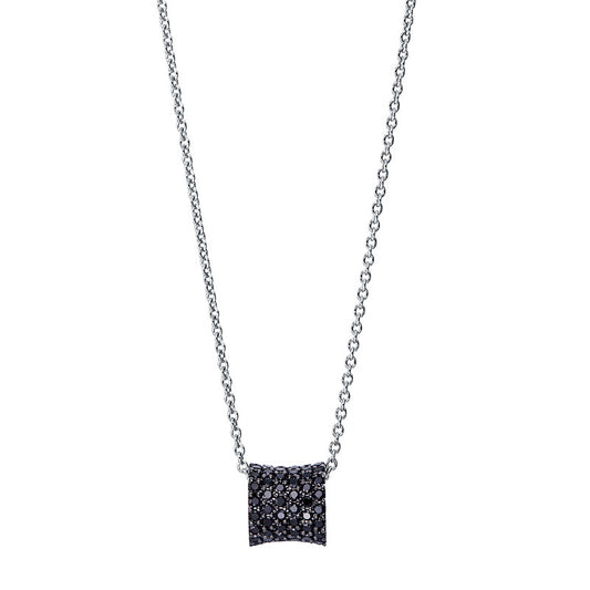 Collier 18 kt WG, Fassung schwarz rhodiniert, 54 Brill. 0,21 ct, schwarz