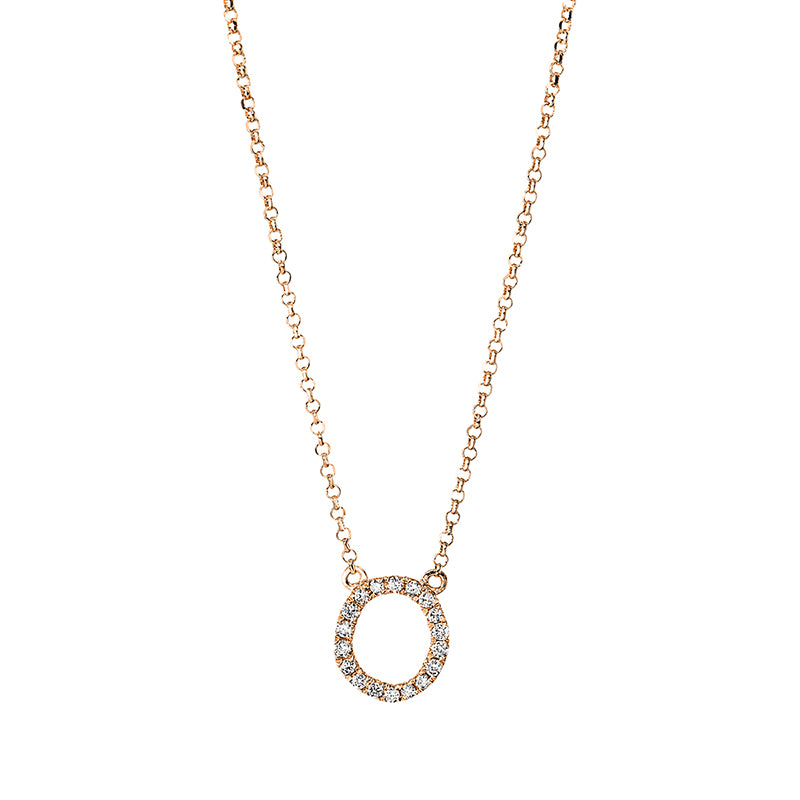 Collier 18 kt RG, mit ZÖ 40,5 cm + 38,0 cm, 18 Brill. 0,08 ct, TW-si