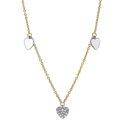 Collier 18 kt GG+WG, mit ZÖ 40 cm + 43 cm, 51 Brill. 0,15 ct, TW-si