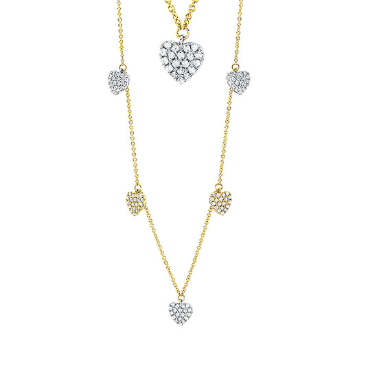 Collier 18 kt GG+WG, mit ZÖ 40 cm + 43 cm, 95 Brill. 0,46 ct, TW-si