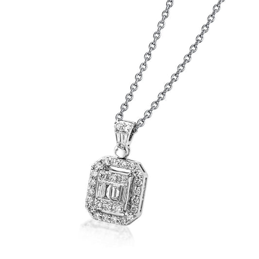 Collier 18 kt WG, mit Öse, 34 Fant-Schl. 0,24 ct, TW-si