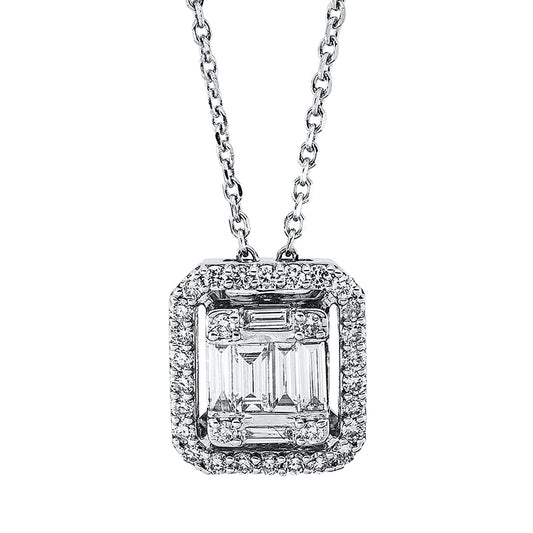 Collier 18 kt WG, 6 Bag. 0,25 ct, TW-si, 30 Brill. 0,26 ct, TW-si