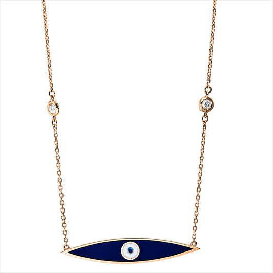 Collier 18 kt RG, 2 Brill. 0,08 ct, TW-si, 1 Emaille blau