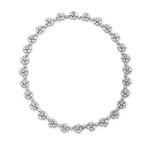 Collier 18 kt WG, 140 Herzschl. 35,44 ct, TW-vvs, 56 Brill. 8,38 ct, TW-vvs