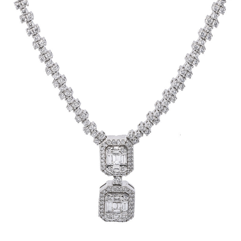 Collier 14 kt WG, 178 Fant-Schl. 1,32 ct, TW-vsi/si, 3 Bag. 0,16 ct, TW-vsi/si