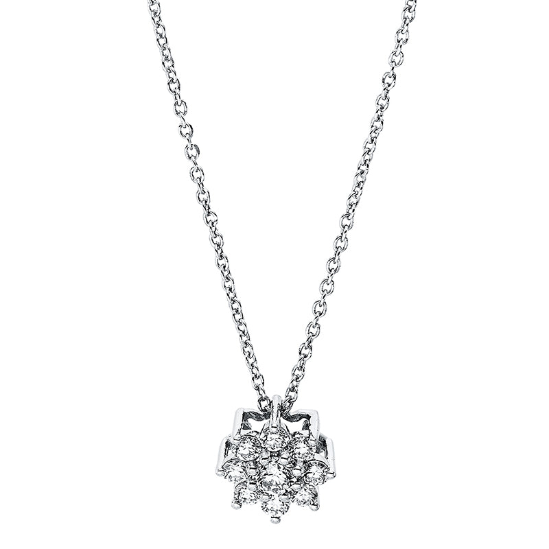 Collier 18 kt WG, 1 Brill. 0,10 ct, TW-si, 8 Brill. 0,20 ct, TW-si