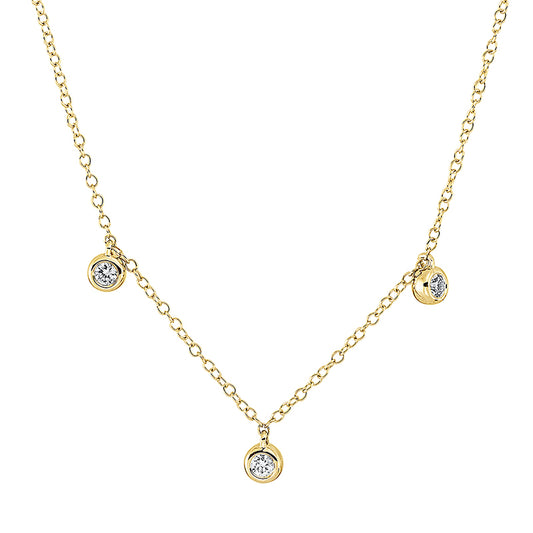 Collier 18 kt GG, mit ZÖ 40,6 cm + 38,0 cm, 3 Brill. 0,08 ct, TW-si
