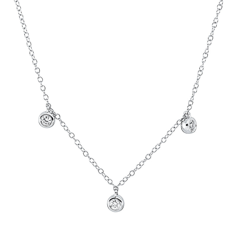 Collier 18 kt WG, mit ZÖ 38 cm + 40,6 cm, 3 Brill. 0,09 ct, TW-si