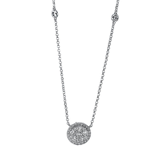 Collier 14 kt WG, mit ZÖ 38 cm + 40 cm, 6 Brill. 0,26 ct, TW-si, 29 Brill. 0,14 ct, TW-si