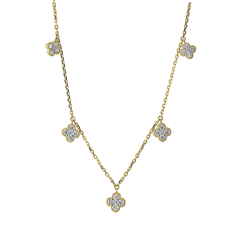 Collier 18 kt GG,1 Brill. 0,01 ct, TW-si, 16 Brill. 0,48 ct, TW-si, 4 Brill. 0,18 ct, TW-si, 4 Brill. 0,03 ct, TW-si