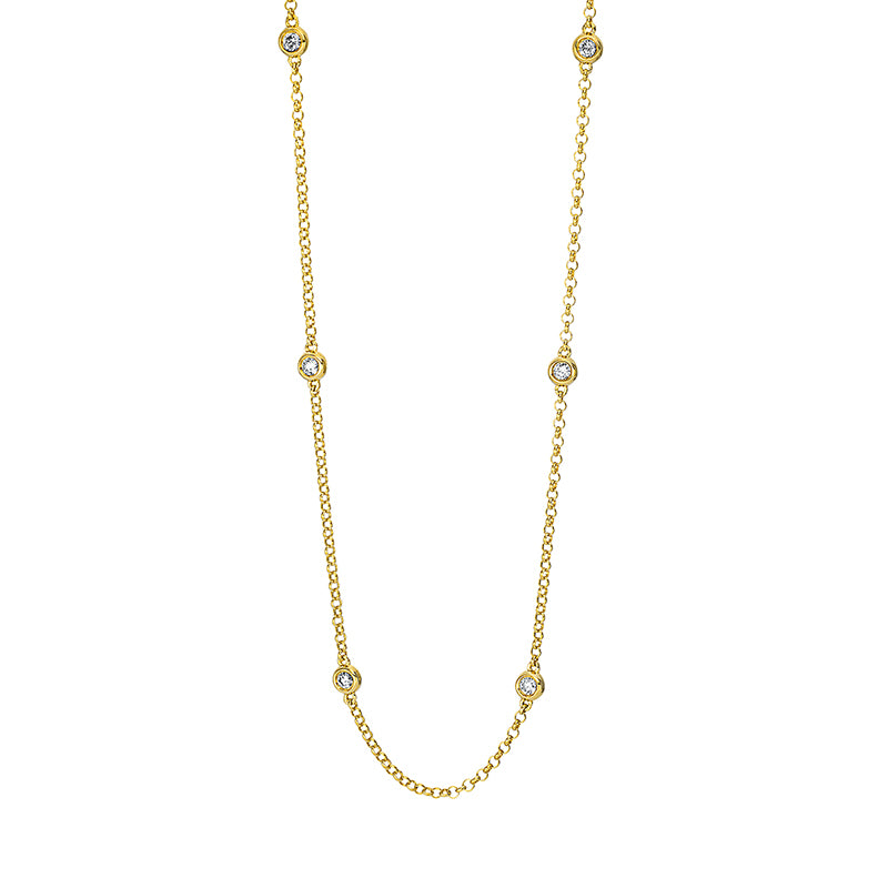 Collier 18 kt GG, mit ZÖ 50 cm, 10 Brill. 0,53 ct, TW-si