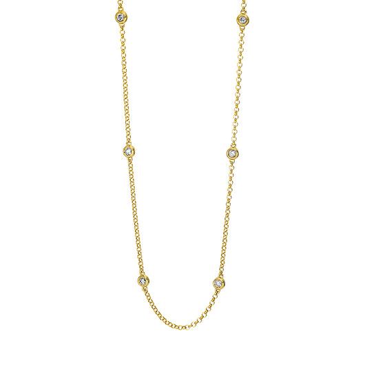 Collier 18 kt GG, mit ZÖ 50 cm, 10 Brill. 0,53 ct, TW-si