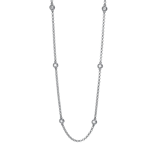 Collier 18 kt WG, mit ZÖ 50 cm, 10 Brill. 0,53 ct, TW-si