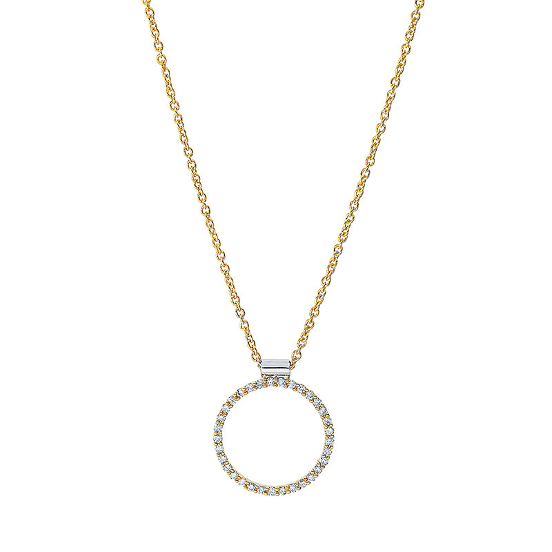 Collier 18 kt GG+WG, mit ZÖ 40 cm, 33 Brill. 0,24 ct, TW-si