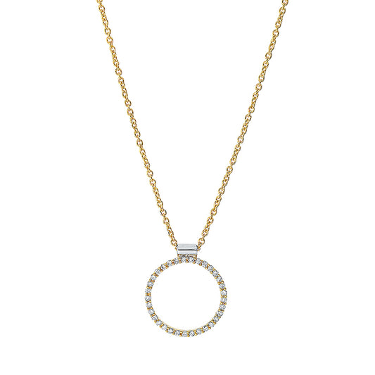 Collier 18 kt GG+WG, mit ZÖ 40 cm, 33 Brill. 0,24 ct, TW-si