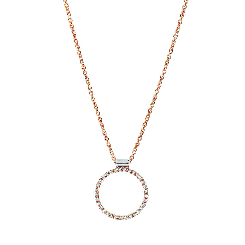 Collier 18 kt RG+WG, mit ZÖ 40 cm, 33 Brill. 0,24 ct, TW-si