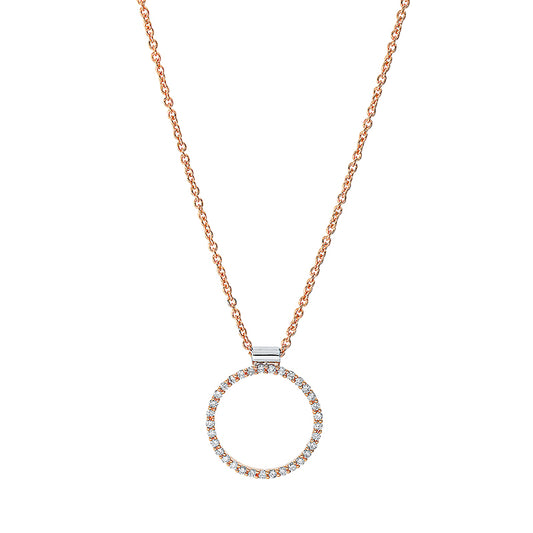 Collier 18 kt RG+WG, mit ZÖ 40 cm, 33 Brill. 0,24 ct, TW-si
