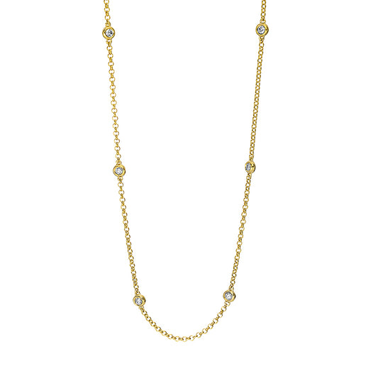 Collier 18 kt GG, mit ZÖ 40 cm, 8 Brill. 0,40 ct, TW-si