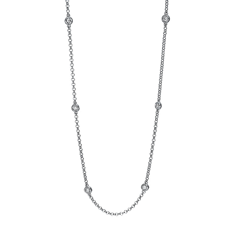 Collier 18 kt WG, mit ZÖ 40 cm, 8 Brill. 0,39 ct, TW-si