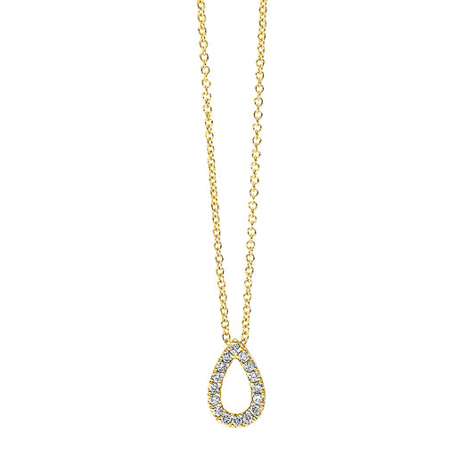 Collier 18 kt GG, mit ZÖ 40 cm, 16 Brill. 0,12 ct, TW-si