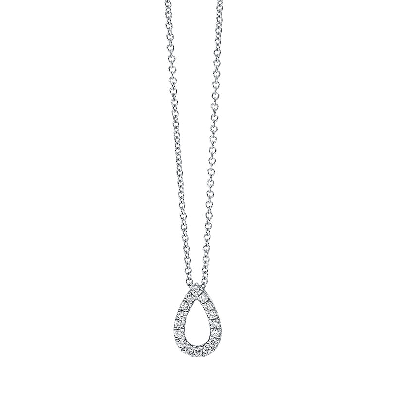 Collier 18 kt WG, mit ZÖ 40 cm, 16 Brill. 0,12 ct, TW-si