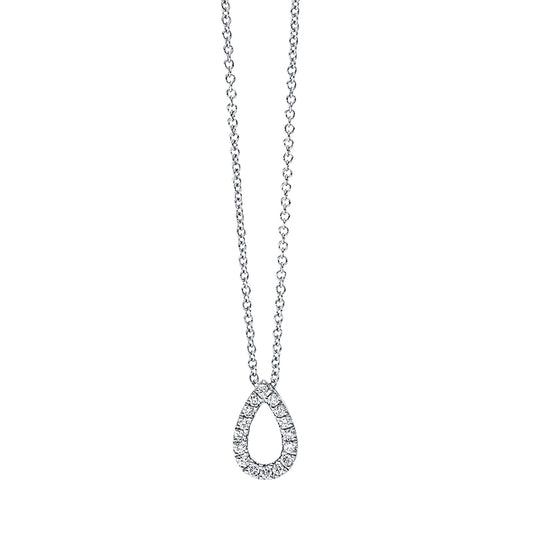 Collier 18 kt WG, mit ZÖ 40 cm, 16 Brill. 0,12 ct, TW-si