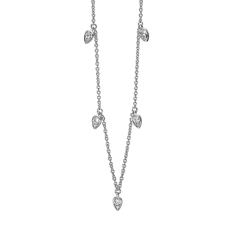 Collier 18 kt WG, 5 Brill. 0,02 ct, TW-si, 5 Brill. 0,25 ct, TW-si