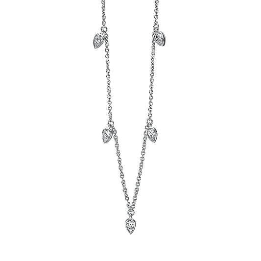 Collier 18 kt WG, 5 Brill. 0,02 ct, TW-si, 5 Brill. 0,25 ct, TW-si