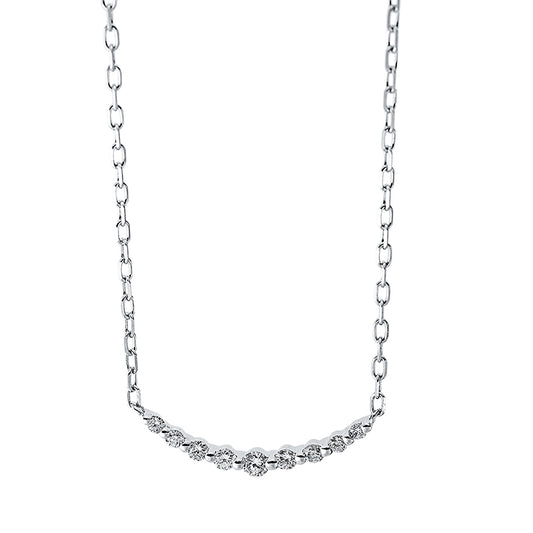 Collier 14 kt WG, mit ZÖ 40 cm + 43 cm, 7 Brill. 0,12 ct, TW-si, 2 Brill. 0,02 ct, TW-si