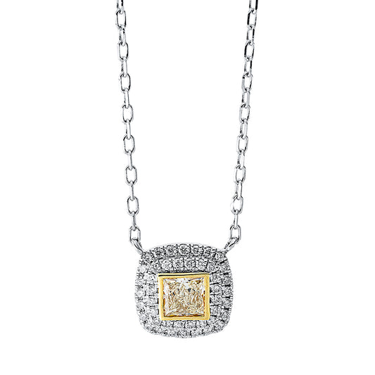 Collier 18 kt GG+WG, 1 Princ. 0,24 ct, gelb-vsi, 44 Brill. 0,14 ct, TW-si