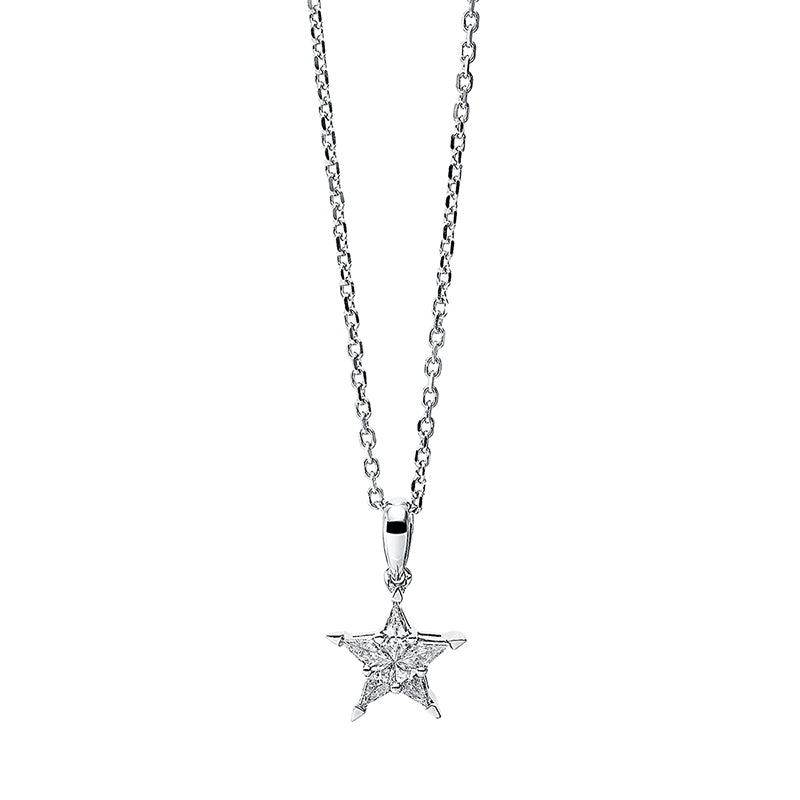 Collier 18 kt WG, mit Öse, 5 Tri.Sond. 0,26 ct, F-si