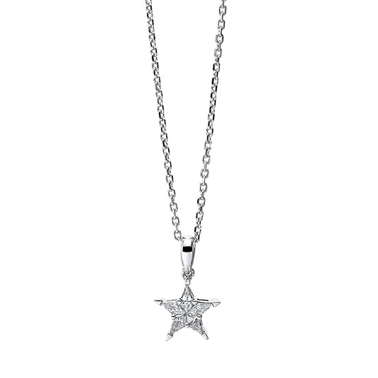 Collier 18 kt WG, mit Öse, 5 Tri.Sond. 0,26 ct, F-si
