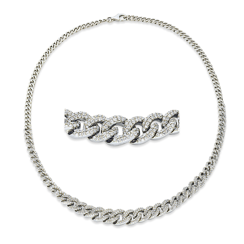 Collier 18 kt WG, 762 Brill. 3,28 ct, TW-si