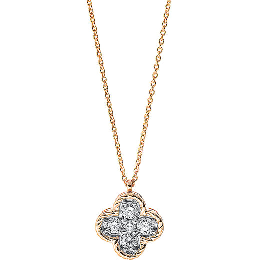 Collier 18 kt RG, mit Öse, 4 Brill. 0,39 ct, TW-si, 1 Brill. 0,04 ct, TW-si