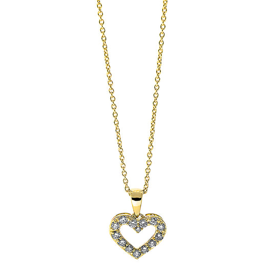 Collier 18 kt GG, mit Öse, 14 Brill. 0,21 ct, TW-si