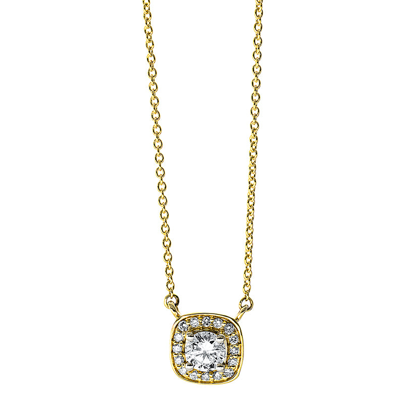 Collier 18 kt GG, 1 Brill. 0,28 ct, TW-si, 16 Brill. 0,10 ct, TW-si