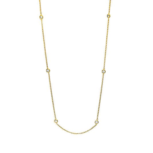 Collier 18 kt GG, mit ZÖ 42.5 cm, 10 Brill. 0,39 ct, TW-si