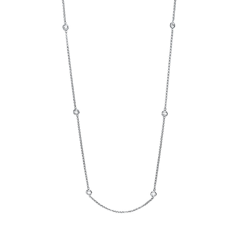 Collier 14 kt WG, mit ZÖ 42.5 cm, 10 Brill. 0,39 ct, TW-si