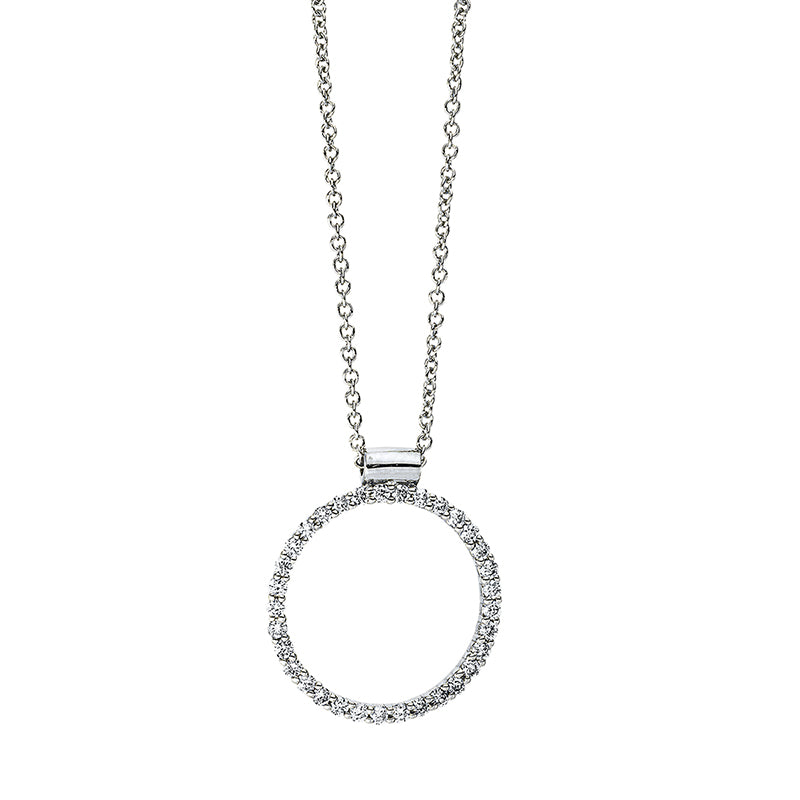 Collier 14 kt WG, mit ZÖ 40 cm, 33 Brill. 0,22 ct, TW-si