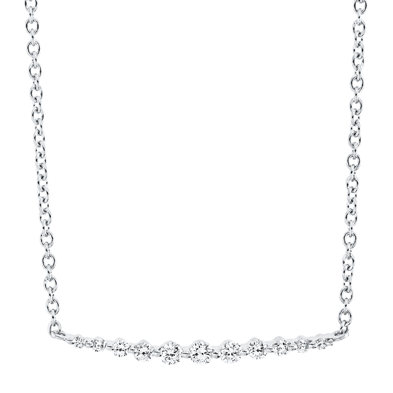 Collier 18 kt WG, mit ZÖ 40 cm, 4 Brill. 0,06 ct, TW-si, 3 Brill. 0,08 ct, TW-si, 4 Brill. 0,02 ct, TW-si