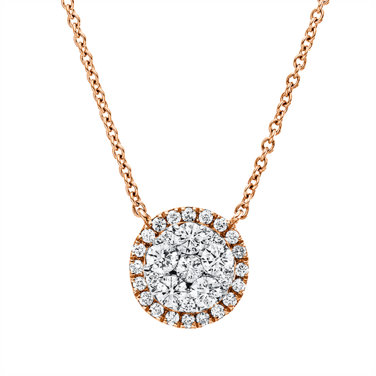 Collier 18 kt RG, Fassung rhodiniert, mit ZÖ 40 cm, 31 Brill. 0,60 ct, TW-si