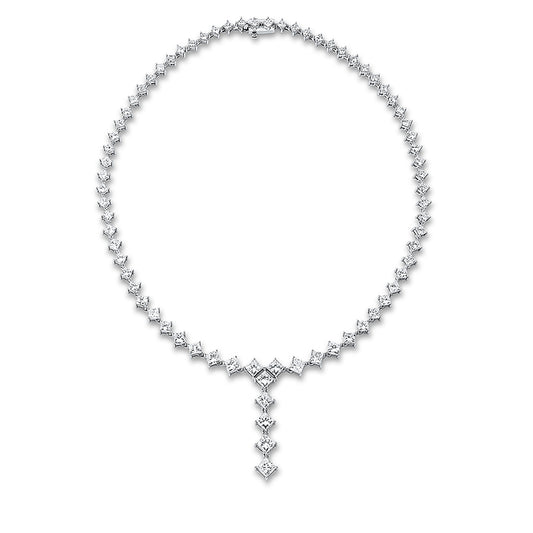 Collier 18 kt WG, 6 Princ. 2,98 ct, 5 Princ. 5,11 ct, 2 Princ. 1,83 ct, 58 Princ. 14,49 ct, D/F-si