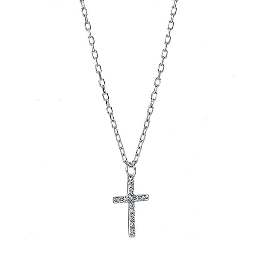 Collier 18 kt WG, mit Öse, 12 Brill. 0,05 ct, TW-si