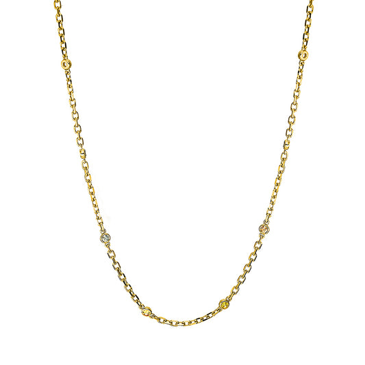 Collier 18 kt GG, mit ZÖ 40,6 cm, 12 Saphire 0,40 ct multicolor