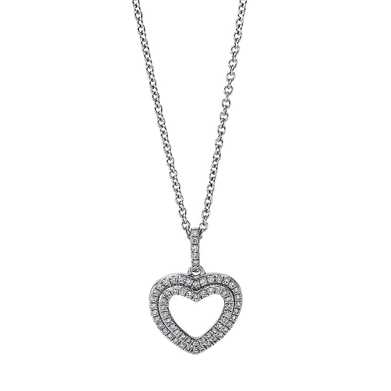 Collier 18 kt WG, mit ZÖ 40 cm + 42.5 cm, 66 Brill. 0,17 ct, TW-si